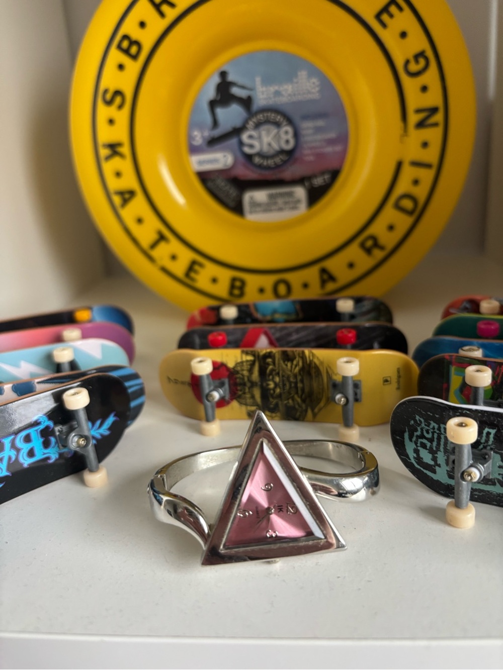 Triangular Pink silver watch
